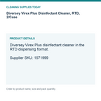 Diversey Virex Plus Disinfectant Cleaner, RTD, 2/Case — details guide