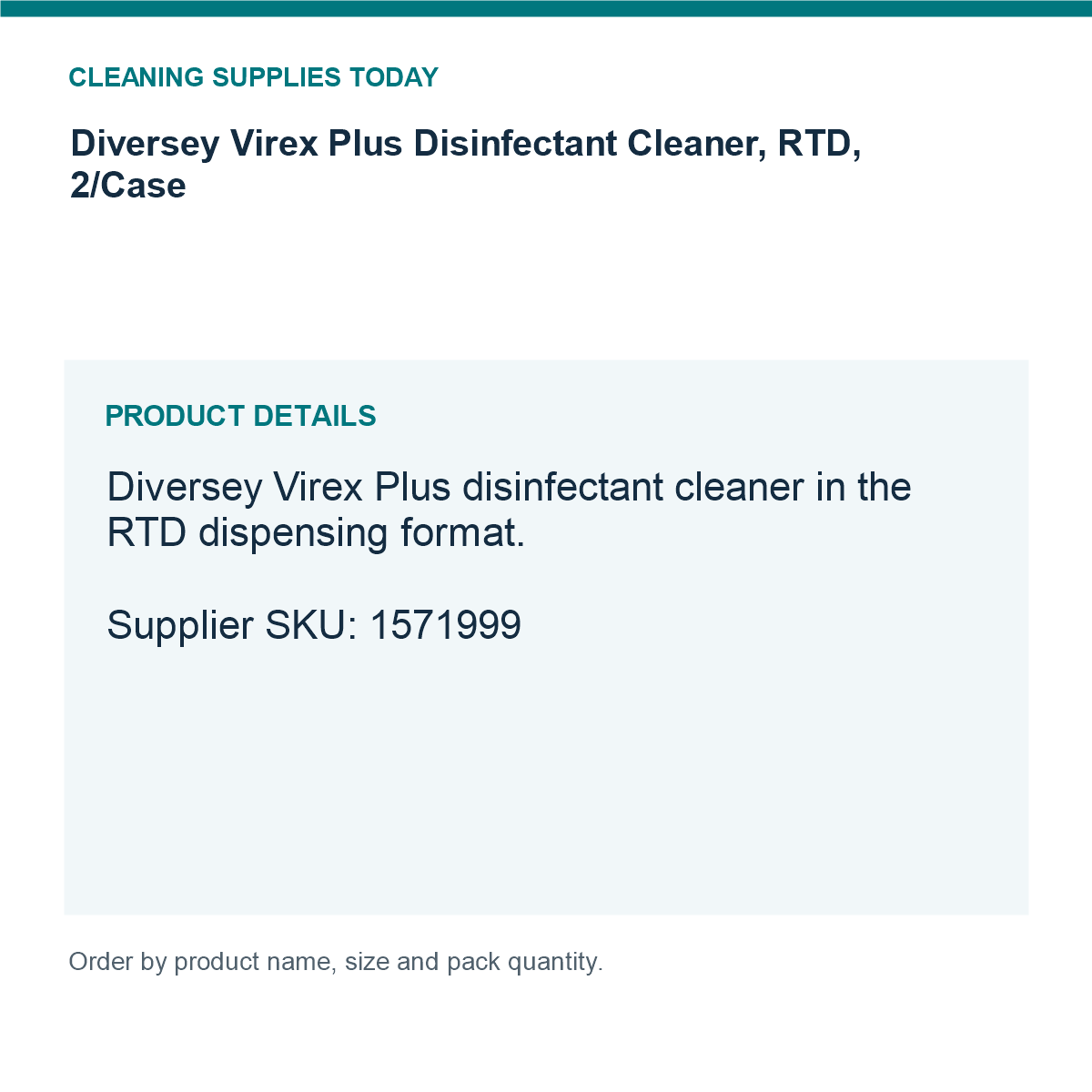 Diversey Virex Plus Disinfectant Cleaner, RTD, 2/Case — details guide