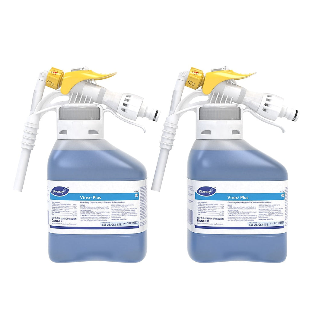 Diversey Virex Plus RTD disinfectant cleaner — two 1.5 L bottles, MPN 101102925