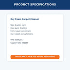Diversey dry foam carpet cleaner MPN 9BP92017 – product specifications