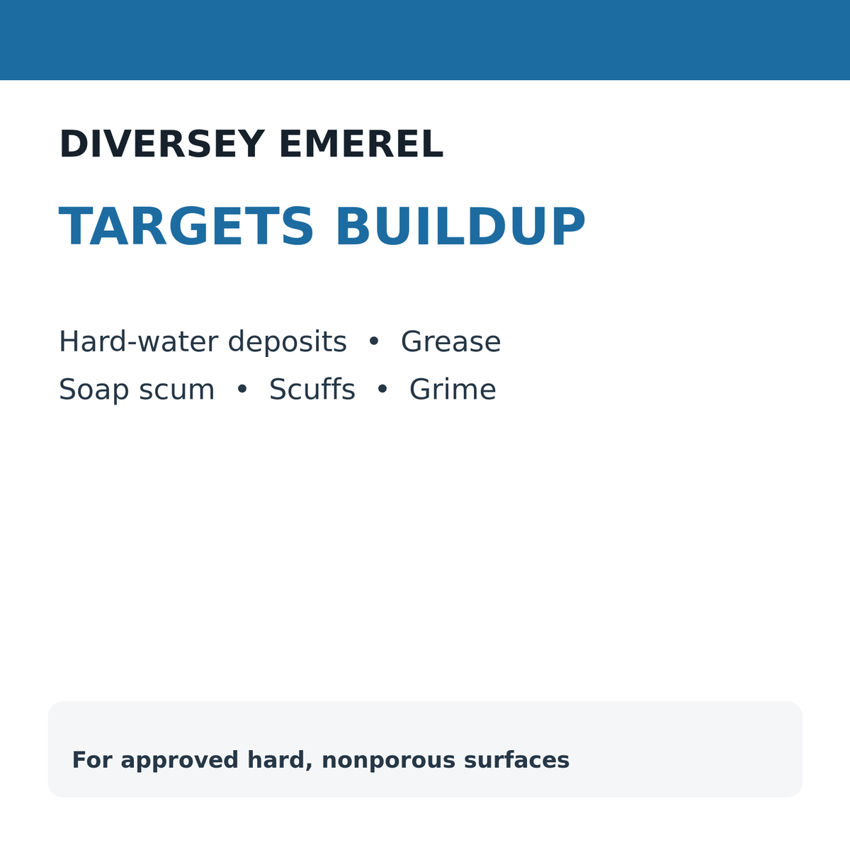 Soils targeted by Diversey Emerel creme cleanser