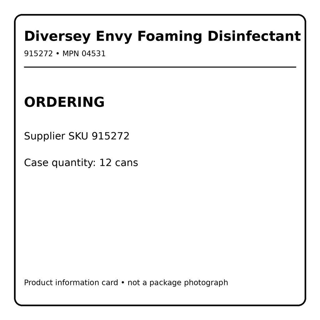 Diversey Envy ordering information card