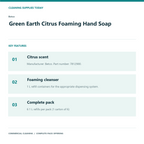 Betco Green Earth Citrus Foaming Hand Soap, 1 L – 6-Refill Pack – features and specifications