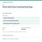 Betco Green Earth Citrus Foaming Hand Soap, 1 L – 6-Refill Pack – uses and product specifications