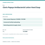 Betco Clario Papaya Antibacterial Lotion Hand Soap, 1 L – 12-Refill Pack – uses and product specifications
