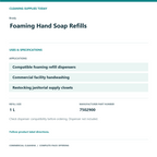 Brady Foaming Hand Soap Refills, 1 L – 30-Refill Pack – uses and product specifications