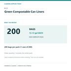 BioTuf Green Compostable Can Liners, 12–13 gal, 1 mil – 200 Bags/Case – complete pack quantity