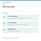 Heritage Clear Can Liners, 12–16 gal, 0.5 mil – 1,000 Bags (2 Cases) – features and specifications