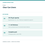 Heritage Clear Can Liners, 20–30 gal, 1.1 mil – 250 Bags/Case – features and specifications