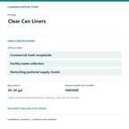 Heritage Clear Can Liners, 20–30 gal, 1.1 mil – 250 Bags/Case – uses and product specifications