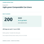 Heritage BioTuf Light green Compostable Can Liners, 30–33 gal, 0.9 mil – 200 Bags/Case – complete pack quantity