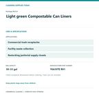 Heritage BioTuf Light green Compostable Can Liners, 30–33 gal, 0.9 mil – 200 Bags/Case – uses and product specifications