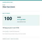 Heritage Clear Can Liners, 30–33 gal, 2 mil – 100 Bags/Case – complete pack quantity