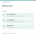 Heritage Grey Can Liners, 40–45 gal, 1.1 mil – 125 Bags/Case – features and specifications