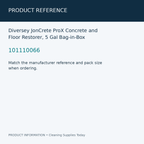 Diversey JonCrete ProX Concrete and Floor Restorer, 5 Gal Bag-in-Box — product reference information card