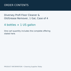 Diversey Profi Floor Cleaner & Oil/Grease Remover, 1 Gal, Case of 4 — order contents information card