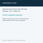 Diversey Prominence 66 J-Fill Floor Cleaner, 2.5 L, Case of 2 — ordering guide information card