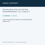 Diversey Revive Plus SC J-Fill Floor Cleaner/Maintainer, 2.5 L, Case of 2 — order contents information card