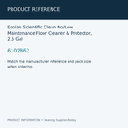 Ecolab Scientific Clean No/Low Maintenance Floor Cleaner & Protector, 2.5 Gal — product reference information card