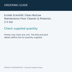 Ecolab Scientific Clean No/Low Maintenance Floor Cleaner & Protector, 2.5 Gal — ordering guide information card