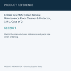 Ecolab Scientific Clean No/Low Maintenance Floor Cleaner & Protector, 1.9 L, Case of 2 — product reference information card