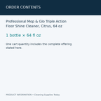 Professional Mop & Glo Triple Action Floor Shine Cleaner, Citrus, 64 oz — order contents information card