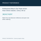 Professional Mop & Glo Triple Action Floor Shine Cleaner, Citrus, 64 oz — product reference information card