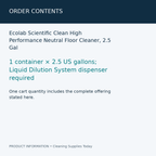 Ecolab Scientific Clean High Performance Neutral Floor Cleaner, 2.5 Gal — order contents information card