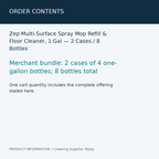Zep Multi-Surface Spray Mop Refill & Floor Cleaner, 1 Gal — 2 Cases / 8 Bottles — order contents information card