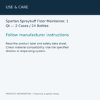 Spartan Spraybuff Floor Maintainer, 1 Qt — 2 Cases / 24 Bottles — use & care information card