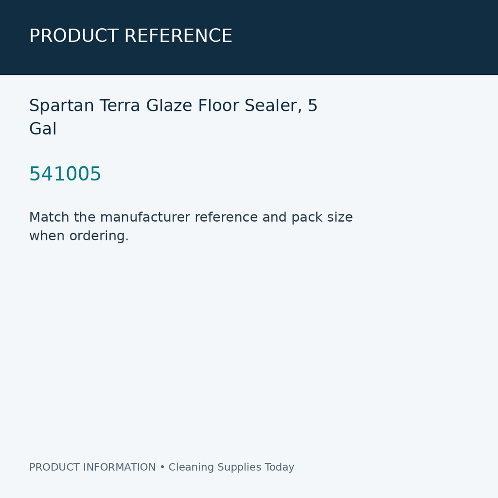 Spartan Terra Glaze Floor Sealer, 5 Gal — product reference information card