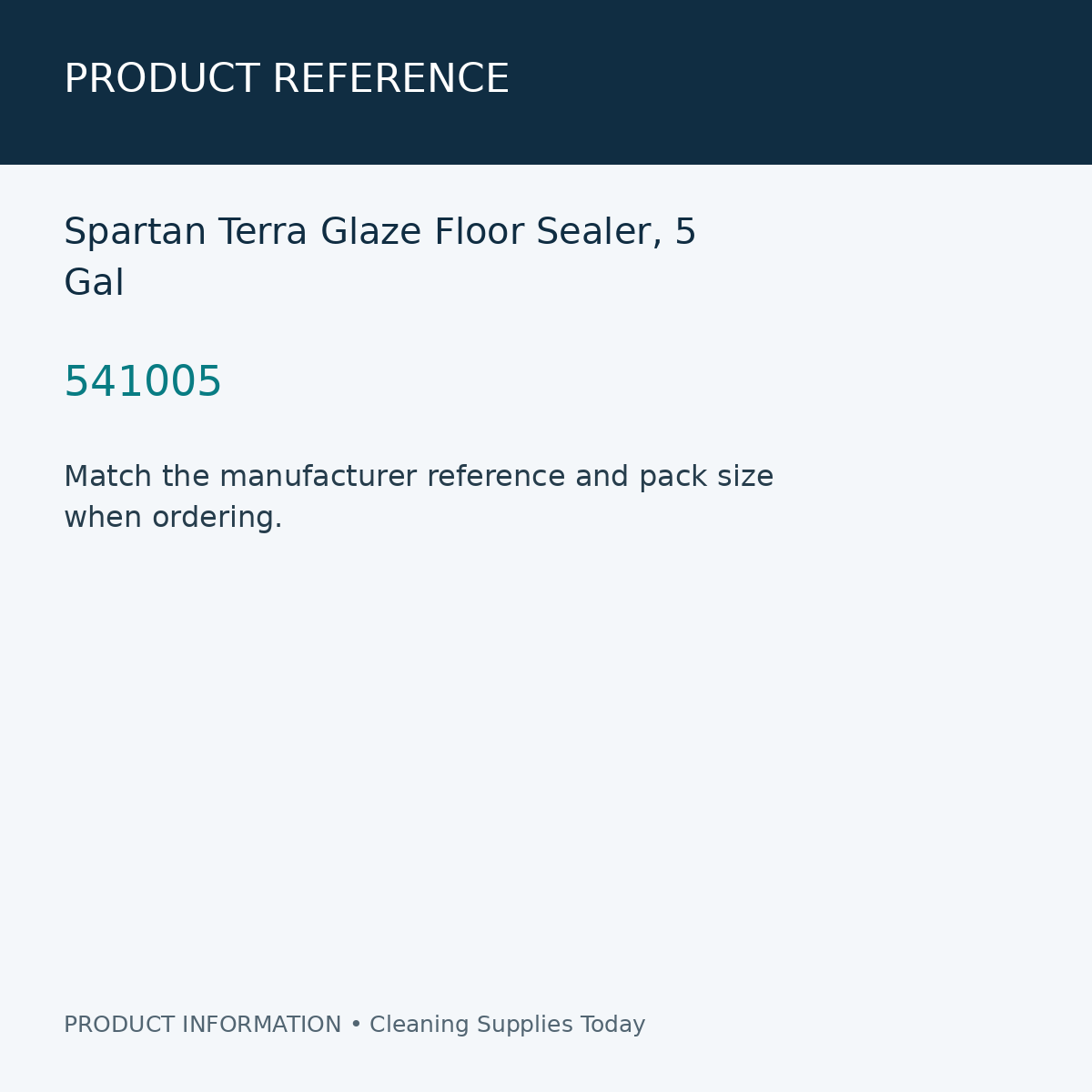 Spartan Terra Glaze Floor Sealer, 5 Gal — product reference information card