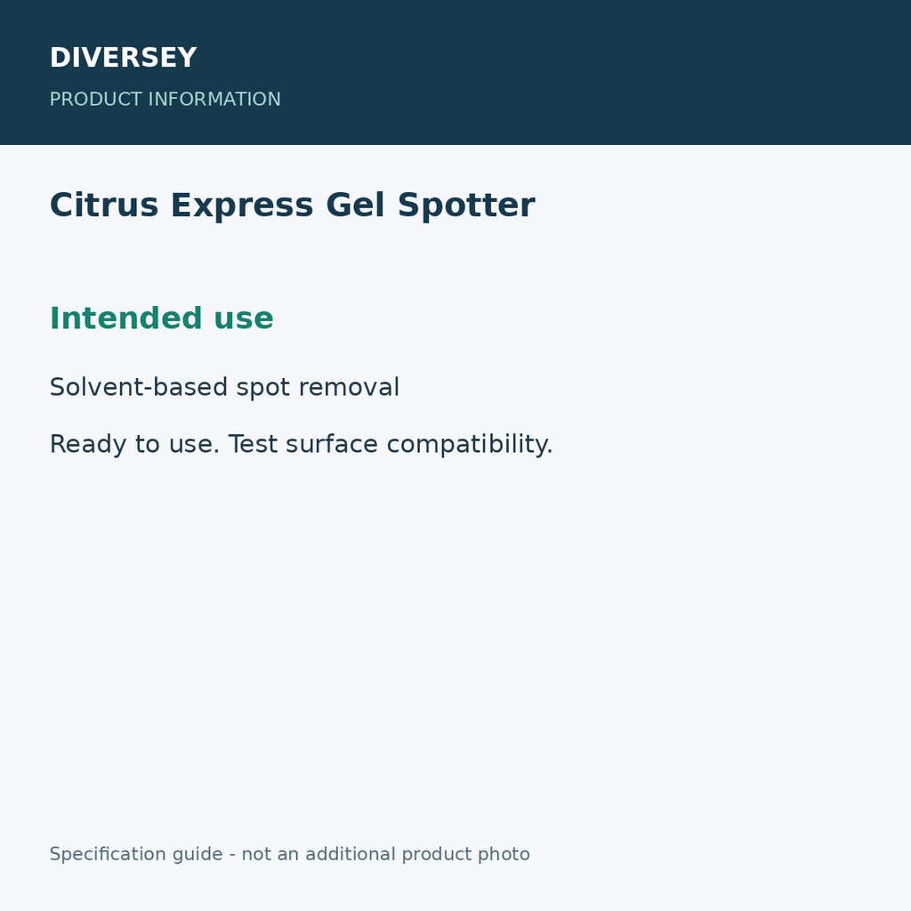 Citrus Express Gel Spotter - Intended use; 1 bottle x 32 fl oz (1 quart); product information graphic