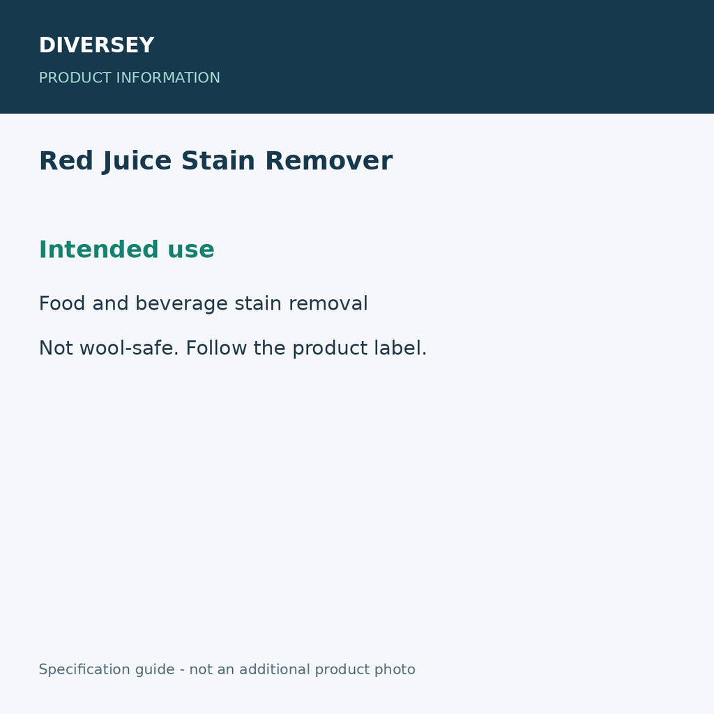 Red Juice Stain Remover - Intended use; 6 bottles x 32 fl oz; product information graphic