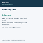 Protein Spotter - Before use; 6 bottles x 32 fl oz; product information graphic
