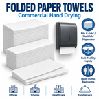 Folded paper towel commercial hand-drying and facility applications
