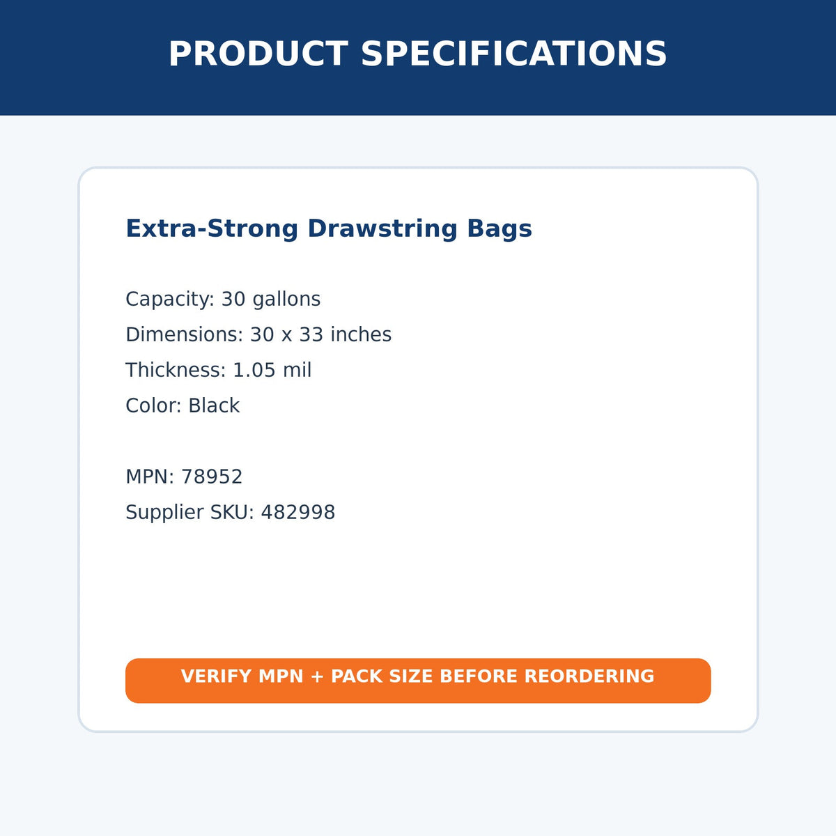Glad 30 gallon drawstring trash bags MPN 78952 – product specifications