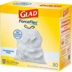 Glad ForceFlex drawstring kitchen trash bags, 13 gallon, 80 per case, MPN 78902