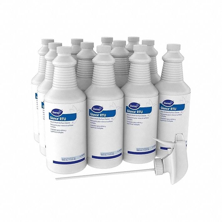 Diversey Glance ammoniated glass cleaner, 32 oz, twelve-bottle pack, MPN 04705