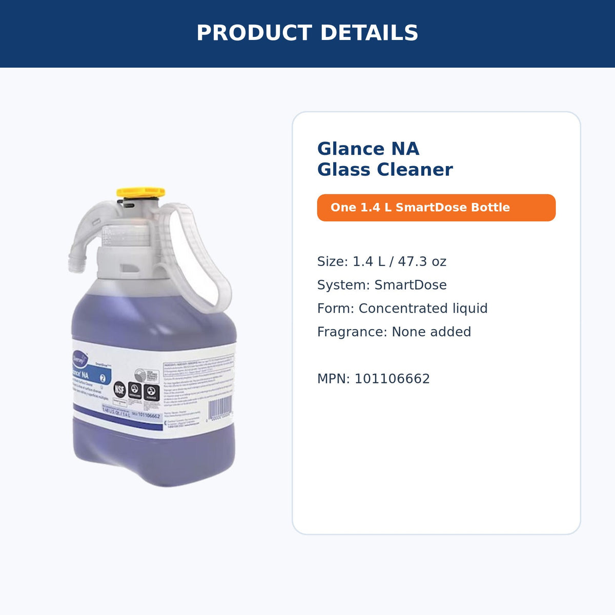 Diversey Glance NA SmartDose glass cleaner – product details