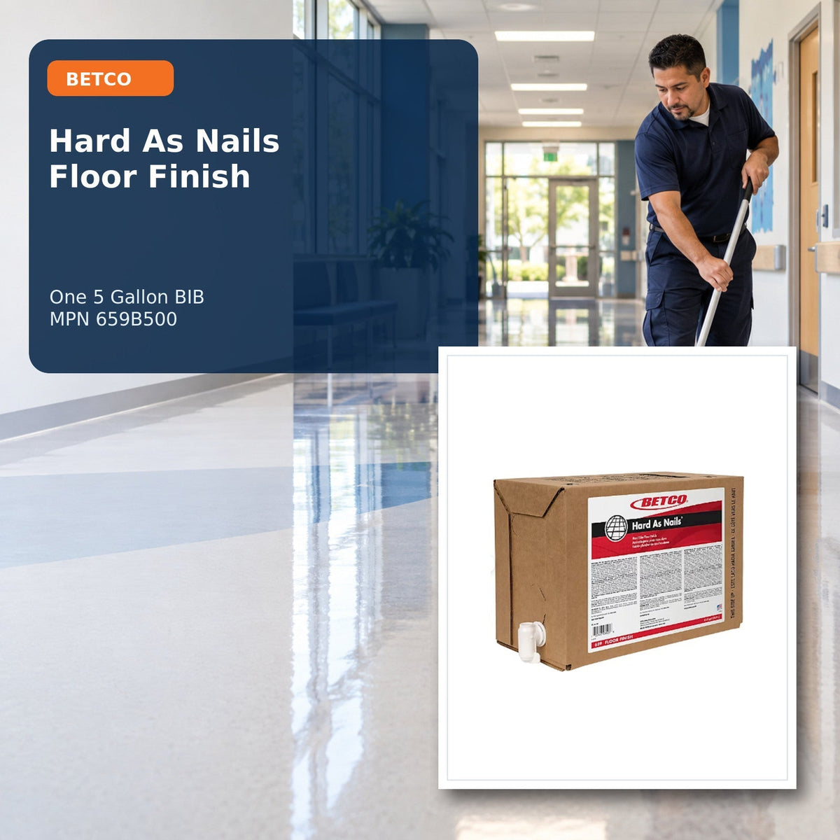 Betco Hard As Nails Floor Finish, 5 Gal BIB – MPN 659B500 – 01 hero