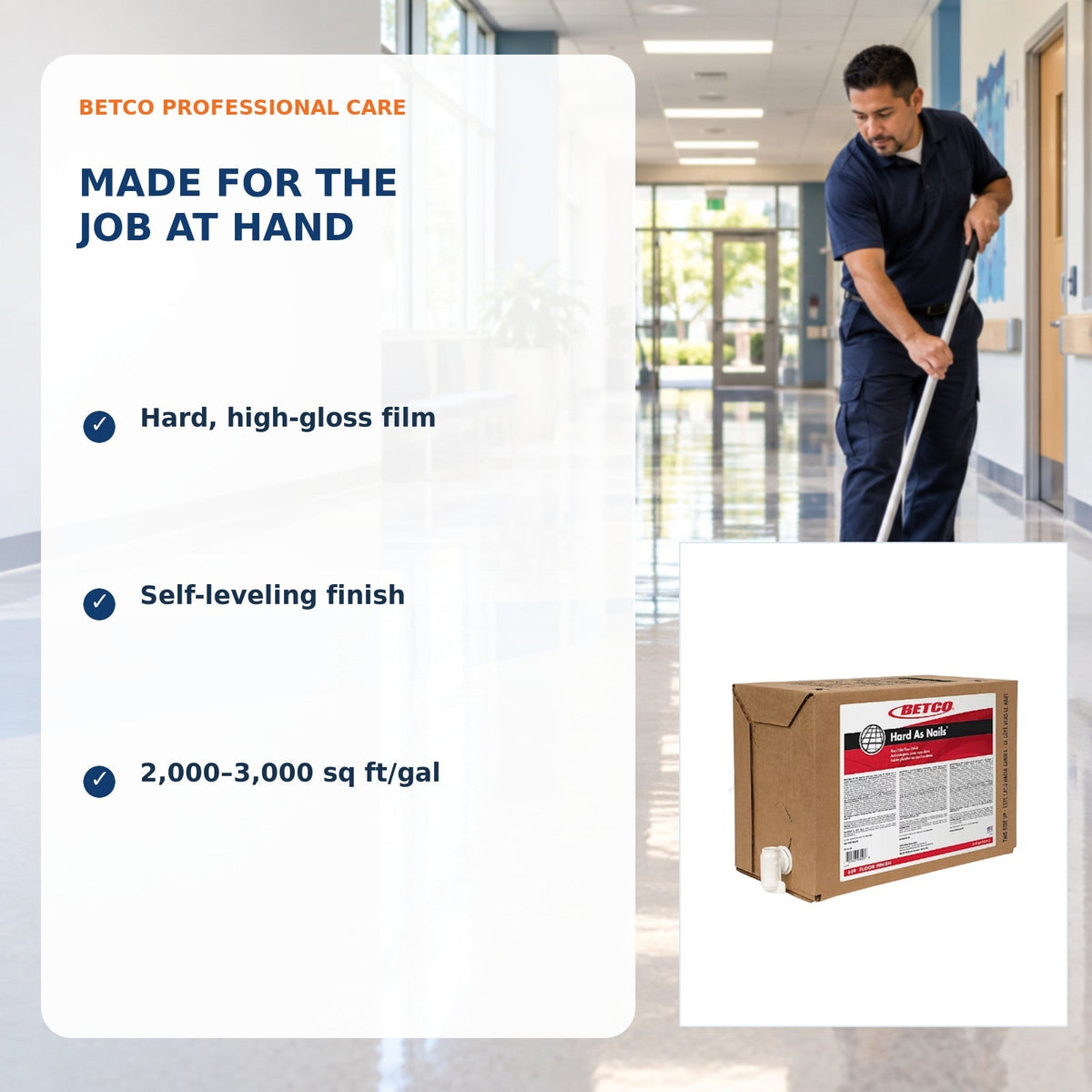 Betco Hard As Nails Floor Finish, 5 Gal BIB – MPN 659B500 – 03 benefits