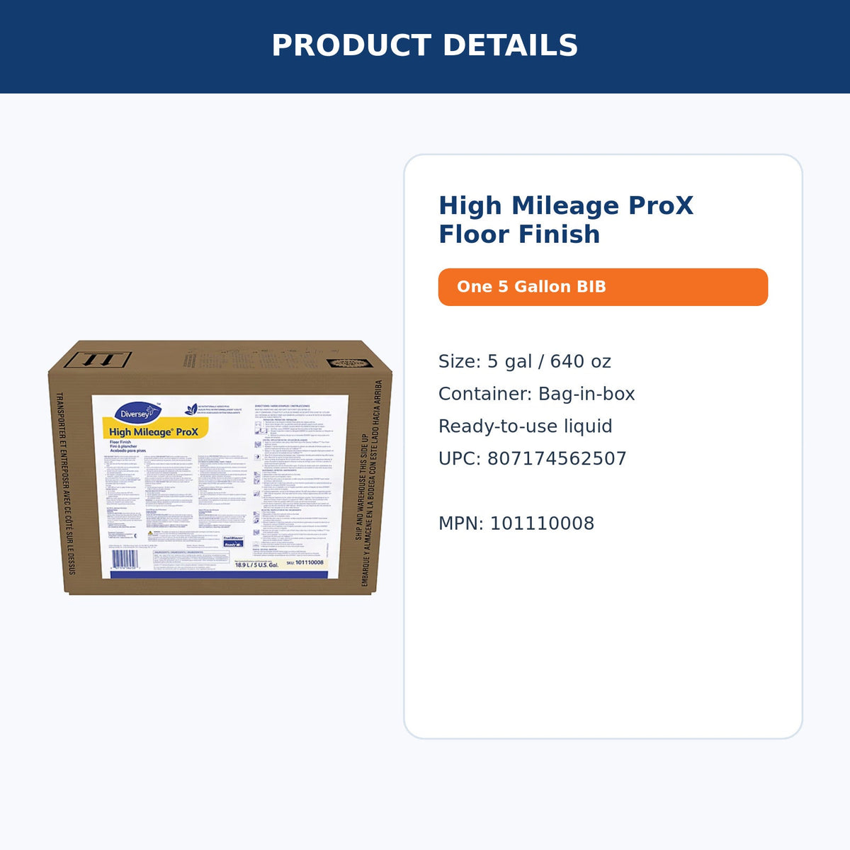 Diversey High Mileage ProX floor finish – product details