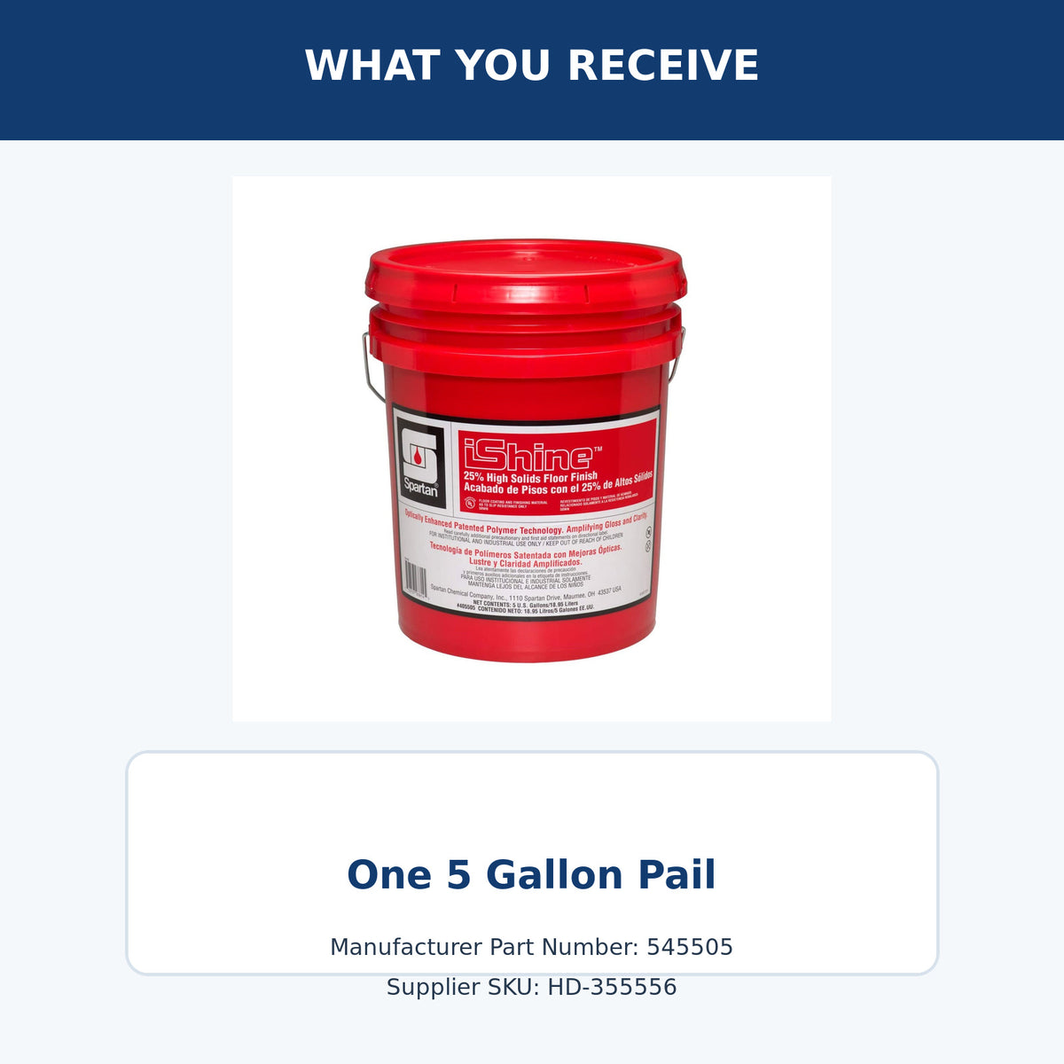 Spartan iShine high-solids floor finish – package quantity