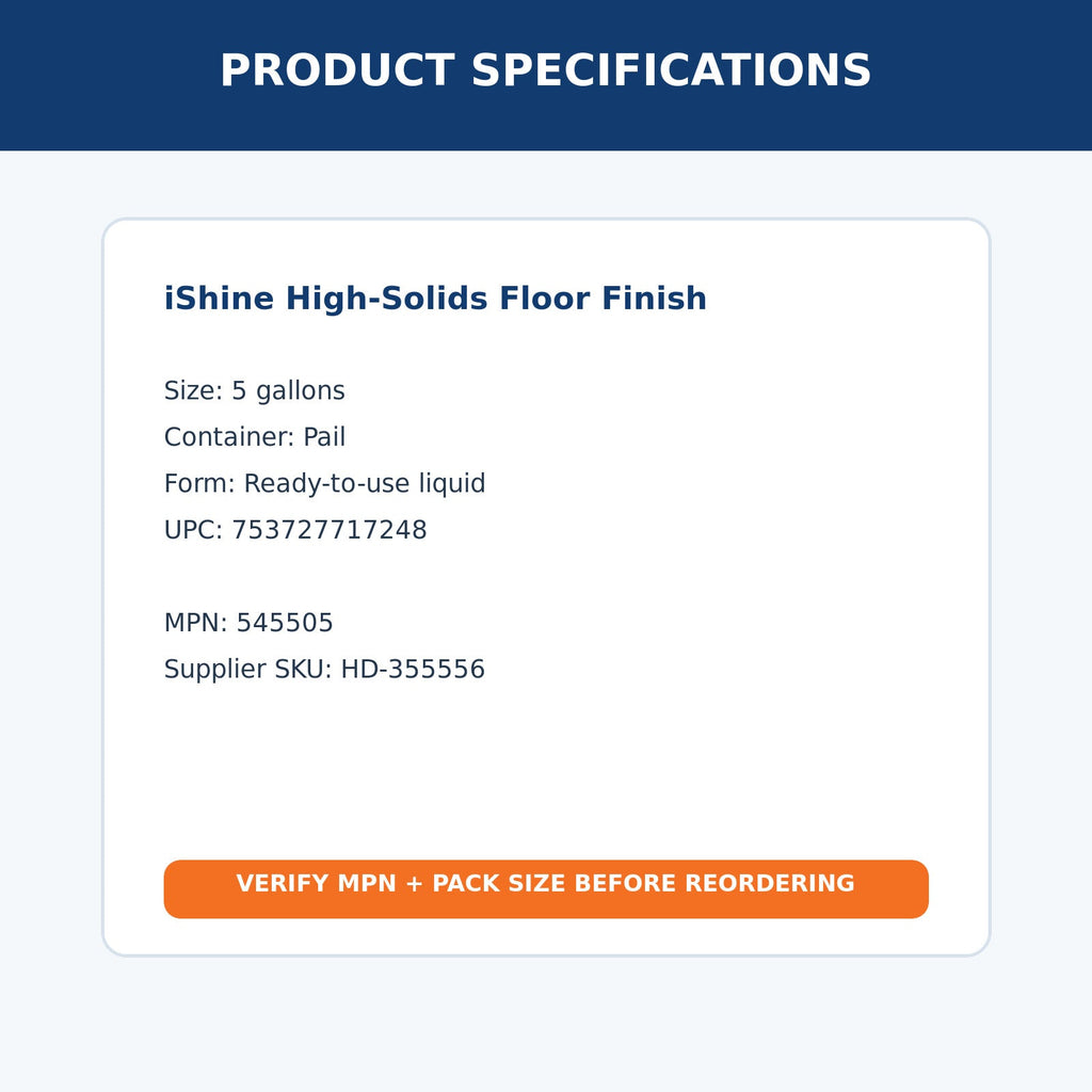 Spartan iShine high-solids floor finish – product specifications