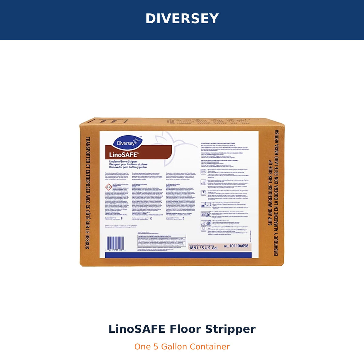 Diversey LinoSAFE floor stripper 5 gallon MPN 101104658 – product image
