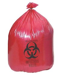 Medline NON151717 red biohazard liner, 17 × 17 in, 4 gallon, 1.5 mil, 500 per case