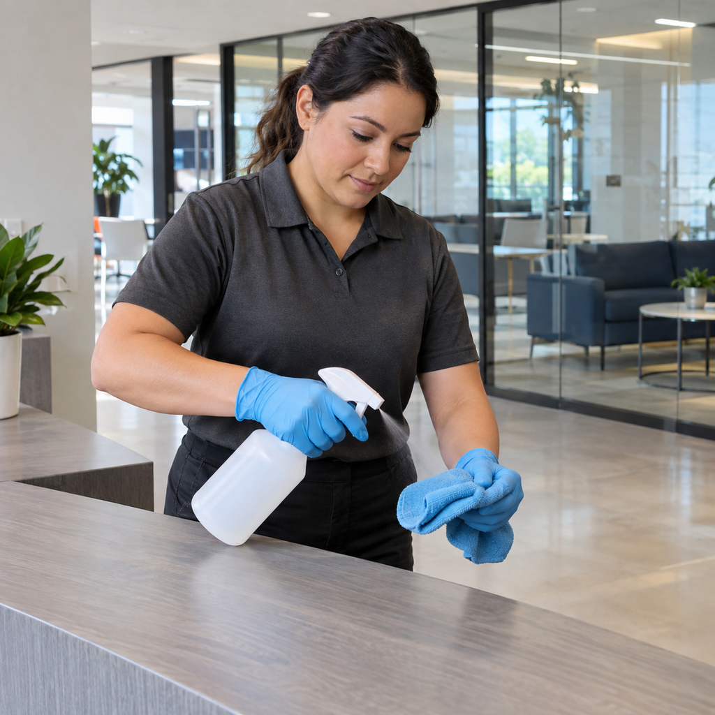 Commercial multipurpose spray-and-wipe hard-surface cleaning application