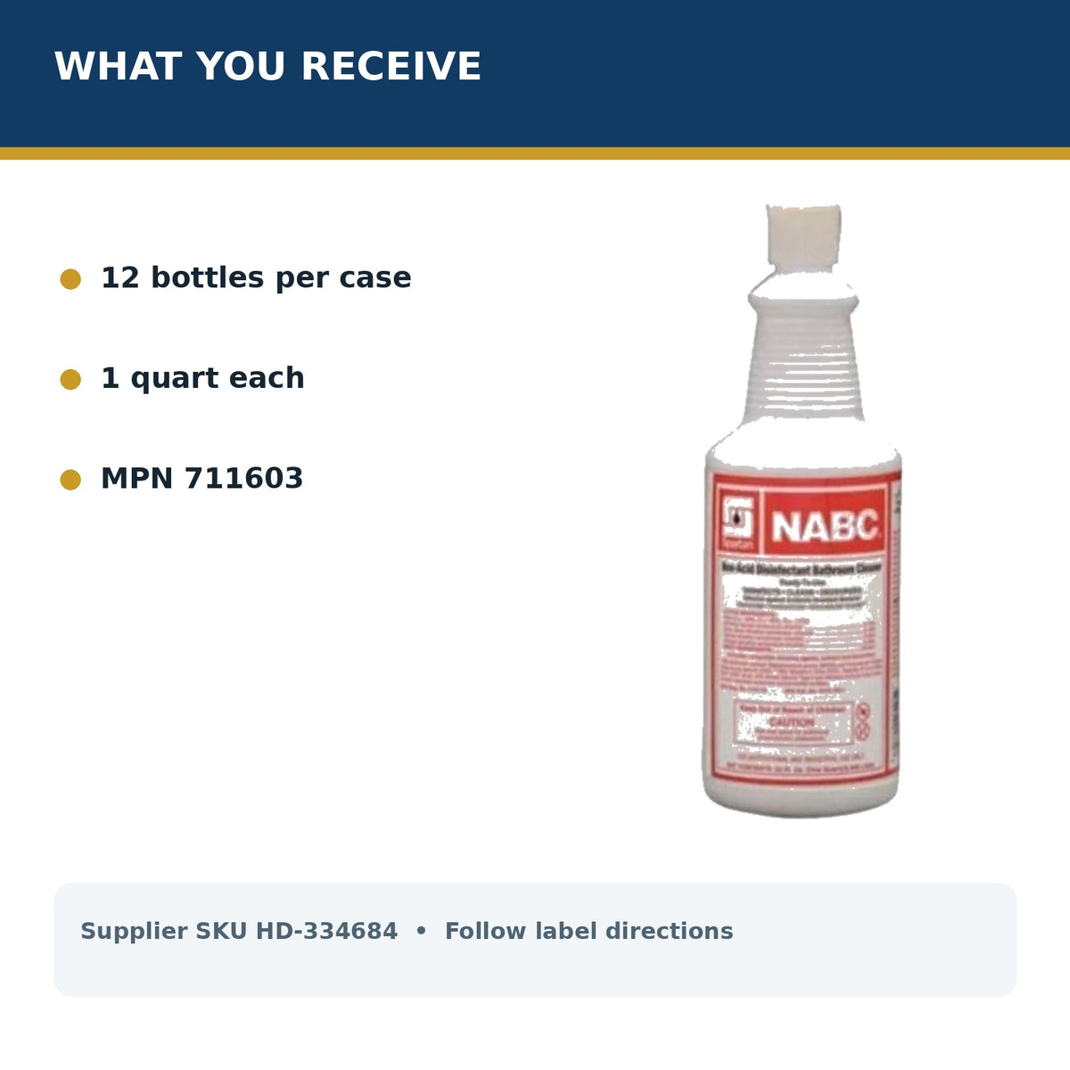 Spartan NABC 1 quart disinfectant cleaner — package quantity and MPN