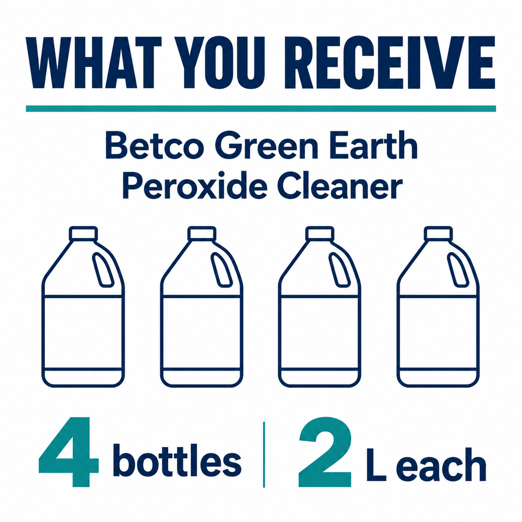 Betco Green Earth Peroxide Cleaner pack guide: 4 bottles, 2 L